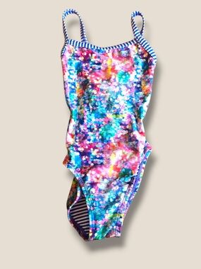 Dolfin Girls Multicolor Sequin-Effect One-Piece Swimsuit